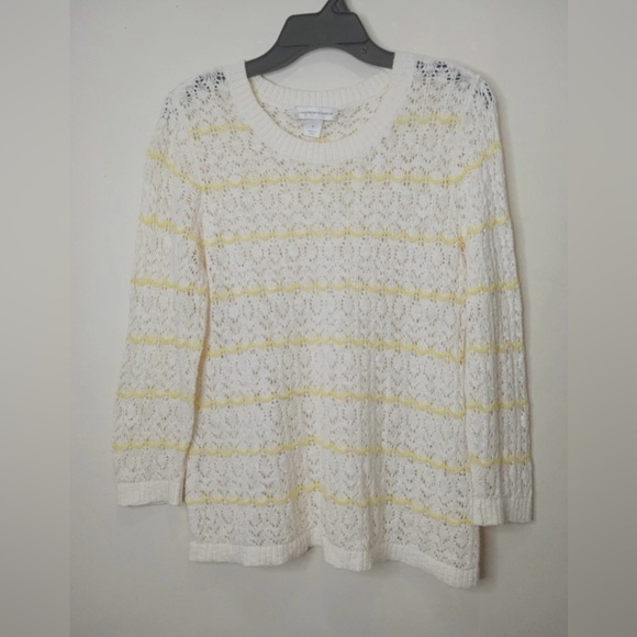 Christopher & Banks Sweaters - Christopher & Banks Cream Lace Knit Sweater Medium